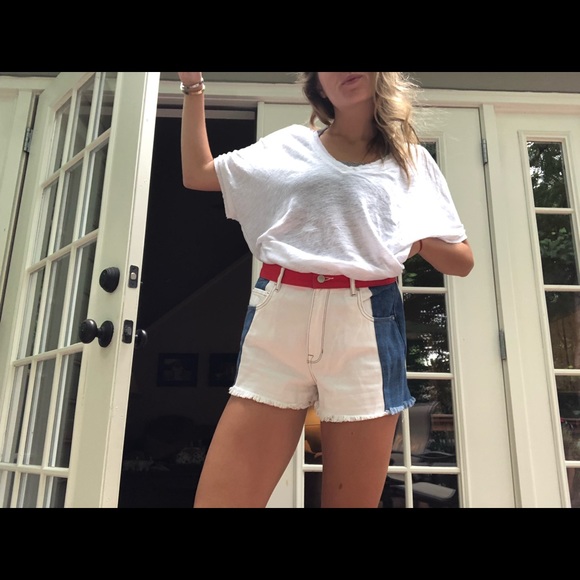 PacSun Pants - red white and blue jean shorts